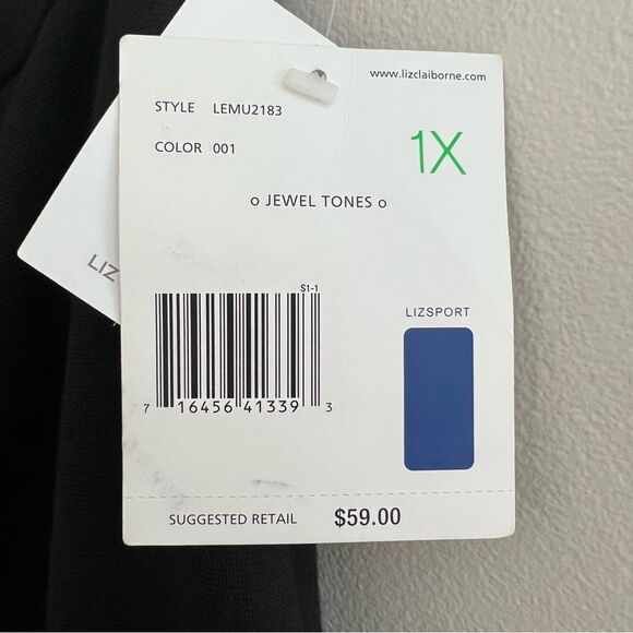 1X NWT Liz Claiborne Women black knit blend pants elastic waist - Picture 11 of 15